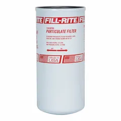 Disposable canister-style fuel filter from the Particulate series. Steel body with Hydroglass filter media, 30 micron rating. Designed for water separation and particulate removal in fuel transfer systems.