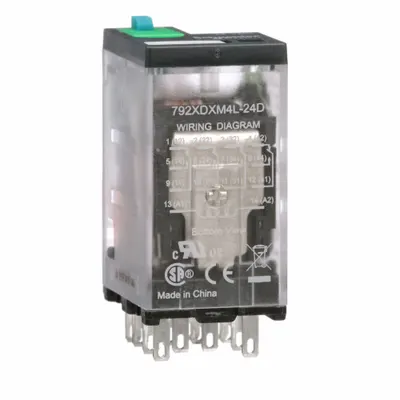 SCHNEIDER General Purpose Relay: Socket Mounted, 6 A Current Rating, 24V DC, 4PDT - Socket-Mounted Relays