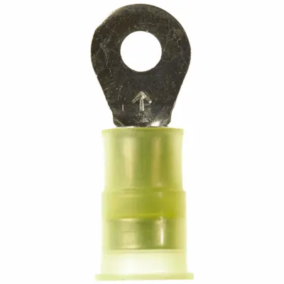 3M Ring Terminal: Yellow, Nylon Insulation, #6 Stud Size, 12 AWG to 10 AWG Wire Sizes - Insulated Ring Terminals