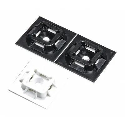PANDUIT Cable Tie Mounting Base: 0.2 in Slot Wd, 0.06 in Slot Ht, White, 1 in Wd - Adhesive Mount Cable Tie Bases