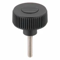 Hand Knob: Knurled, Plastic w/ SS Thread, 1/4"-20 Thread, 30 mm Thread Lg, 40 mm Dia, Gray (MPN K0261.51A2X30)
