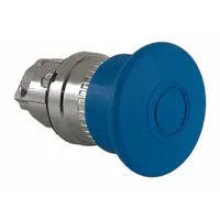SCHNEIDER Mushroom Head Push Button: Blue, 22 mm Mounting Size, Metallic, Maintained (MPN ZB4BT6)