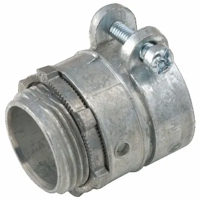 RACO Straight Connector - Squeeze Clamp Style: Zinc, 1 in Trade Size, 1 in MNPT - Straight Connectors - Squeeze Clamp Style