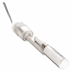 Side-mounted float switch with mechanically alternating SPST operation for liquid level sensing in industrial tanks and vessels. Constructed with 316 stainless steel and terminated with lead wires. Suitable for controlling pumps or alarms based on high or low liquid levels.