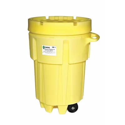 ENPAC Salvage Drum: Polyethylene, 95 gal, Screw-On Lid, Unlined/No Interior Coating - Mobile Plastic Salvage Drums