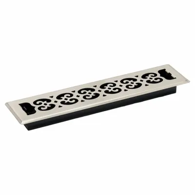 DECOR GRATES Floor Register: Floor, 15 1/2 in H, 3 3/4 in W, Decorative, Brushed, Nickel - Floor Registers