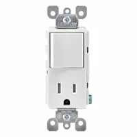 Combination Switch/Outlet: Rocker Switch, 5-15R, White, 120V AC, 15 A (MPN 5625-W)