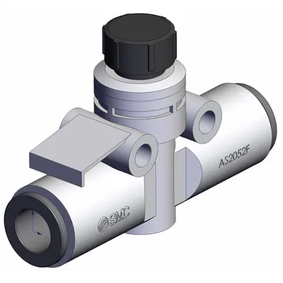 SMC Speed Controller: In-Line Fitting, Knob, 1/4 in Valve Body Size, 8 mm Push to Connect Tube - In-Line Speed Control Valves
