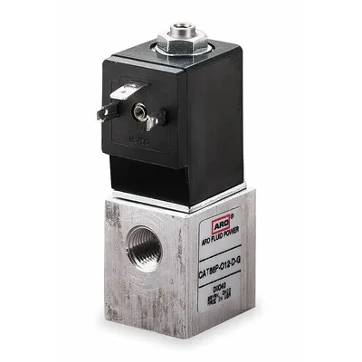 ARO Solenoid Air Control Valve: CAT, Three-Way / Two-Position, 12V DC - ARO CAT Series Solenoid-Operated Inline Air Control Valves