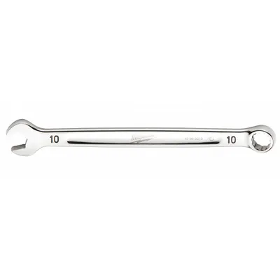 MILWAUKEE Combination Wrench: Chrome Vanadium Steel, Chrome, 10 mm Head Size - Metric 12-Point Combination Wrenches