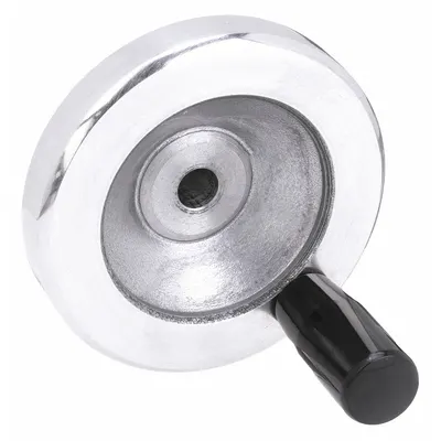 KIPP Hand Wheel: Solid, Revolving Handle, Aluminum, 1/2 in Bore, 125 mm Dia - Solid Hand Wheels with Revolving Handle