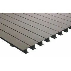 This FIBERGRATE pultruded grating is a flame-resistant structural pedestrian grating, type ISOFR, with a nominal size of 36 inches wide by 8 feet long. It is designed for use in industrial environments requiring corrosion resistance and slip resistance, commonly installed in walkways, platforms, and trench covers.
