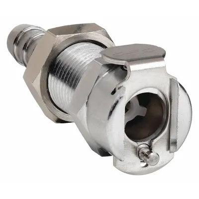 COLDER Quick Connection Coupling: Straight, 1/8 in ID Size, Barbed, Brass - Chrome-Plated Brass Quick-Disconnect Tube Fittings