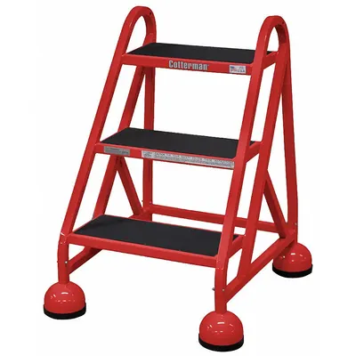 COTTERMAN Step Stool: 2.3 ft Overall Ht, 450 lb Load Cap, 3 Steps, Steel - Ultra-Stable Rolling Step Stools