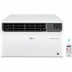 Residential-grade window air conditioner for cooling only. Delivers 12,000 BtuH at 115V AC with a NEMA 5-15P plug. Features a CEER rating of 15.0 and built-in Wi-Fi for remote control. Suitable for spaces such as living rooms or large bedrooms.