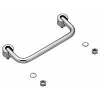 This folding pull handle is made of stainless steel with a mirror finish and silver color. It features M6 threaded holes for secure mounting and a grip thickness of 0.39 inches. The non-recessed, folding design provides a space-saving grip suitable for use on cabinets, enclosures, and machinery
