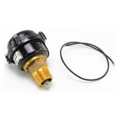 Single level sensor for detecting liquid levels in HVAC and boiler systems. Used in tanks, receivers, or sumps to monitor water or other fluids, helping prevent low-water conditions that can damage equipment.