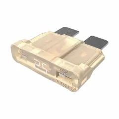 Fast-acting fuse rated 25 A at 32 V DC, featuring an indicating design for blown-fuse detection. Suitable for overcurrent protection in automotive and DC circuits where rapid response to short circuits is required.