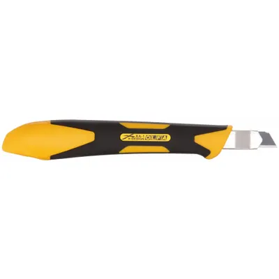 OLFA Snap-Off Utility Knife: 5 1/2 in Overall Lg, Rubberized, 13 Segments, 0 Blades Stored - 9mm Blade Snap-Off Knives