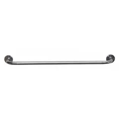 This straight grab bar is constructed of chrome-plated steel with a 1-inch diameter and 32-inch length, supporting up to 250 lb. It is designed for wall mounting in bathrooms or other areas where additional support is needed for stability and balance.