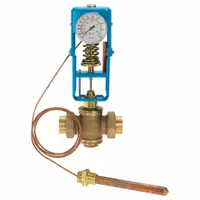 Direct-acting temperature regulator for cold or hot water media. Bronze body with 1/2 in pipe connection. Used in HVAC, process heating, and commercial water systems for precise temperature control