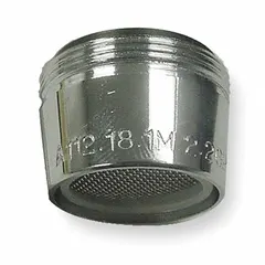 This metal aerated flow outlet features a chrome finish and dual outlet design. With a 55/64"-27 connection size, it is suitable for use in faucet applications to provide an aerated water stream. Sold as a 6-pack.