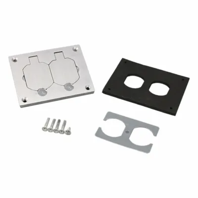 WIREMOLD Floor Box Cover: Rectangular, Silver, Aluminum, Brushed - Aluminum Electrical Floor Box Covers