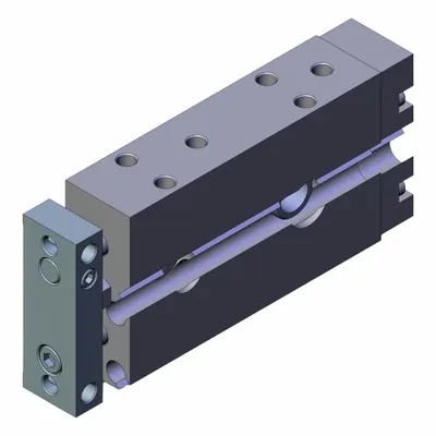 SMC Dual Piston Cylinder: 6 mm Bore Dia, 20 mm Stroke Lg, Slide Bearing, Through Hole Mounting - Guided Compact Cylinders
