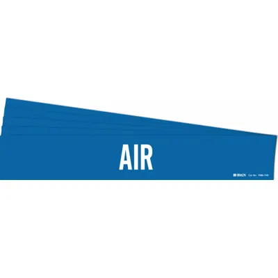 BRADY Pipe Marker: Air, Blue, White, Fits 8 in and Larger Pipe O.D., 1 Pipe Markers - Air Adhesive Pipe Markers