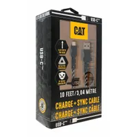 CAT Reinforced USB Cable: Type C End 1, Type A End 2, Black, 10 ft Lg, 2.0 USB Specification (MPN CAT-USB-USBC)
