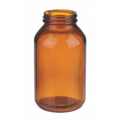 This 500 mL amber glass bottle features a wide mouth with a 53-400 mm neck finish, designed for storing light-sensitive chemicals and reagents. The amber glass blocks UV light to protect contents from photodegradation. Supplied without a closure or cap, requiring separate selection of a compatible cap.