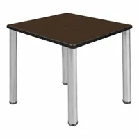 KEE Cafe/Breakroom Table: Laminate, Walnut, 29 in Overall Ht - Max, 30 in Overall Wd, Square, Black (MPN TB3030NWBPCM)