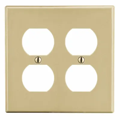 HUBBELL Wall Plate: Duplex Outlet, 2 Gang, Ivory - General Purpose Wall Plates