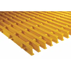 FIBERGRATE ISOFR flame-resistant structural grating, nominal size 36 in x 5 ft (WxL). Pultruded fiberglass construction provides corrosion resistance. Used for industrial flooring, walkways, and platforms requiring fire safety.