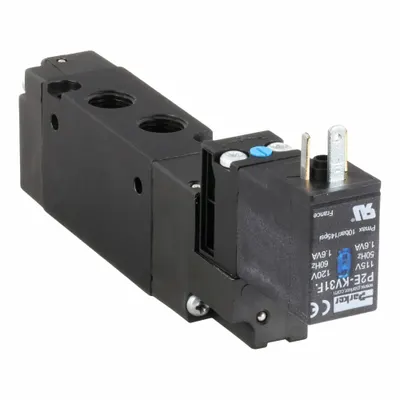 Parker Solenoid Air Control Valve: B3, Four-Way / Two-Position, Single Solenoid - Parker B Series Solenoid-Operated Inline Valves