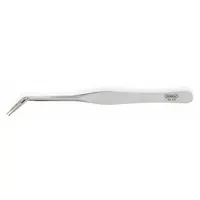 GENERAL Tweezers: Stainless Steel, Flat, Bent Tip, 1 mm Tip Thick