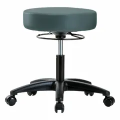 Vinyl Lab Stool, 17" Seat Wd x 17" Seat Dp, Ht Range 17 1/4" to 22 1/2", Fiberglass Base, 5 Casters, Not ESD Safe