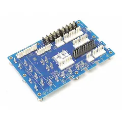 Terminal board for connecting electrical wiring in HVACR equipment. Used as a replacement component in heating, ventilation, air conditioning, and refrigeration systems to facilitate signal and power distribution.