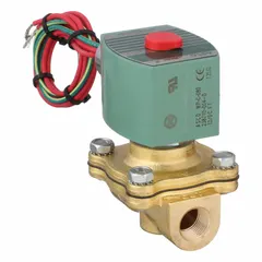 This 2-way, 2-position normally closed solenoid valve features a 3/8 in pipe size and operates on 12V DC. The watertight coil enclosure allows use in wet or outdoor environments. Designed for high-flow applications, it is suitable for fluid control in industrial automation, irrigation, and process systems.