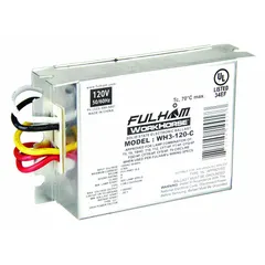 Instant start electronic ballast for operating one or two F40T12U fluorescent lamps at 120V AC. Measures 3-7/8 inches long by 1-1/2 inches wide. Suitable for use in troffers, strip lights, and signage.