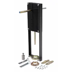 This linkage kit connects an actuator to a VG2000 series valve with a 4-inch body and 3/8-inch stem. Includes (2) #12-24 x 1/2-inch fasteners. Used in HVAC systems for valve actuation.