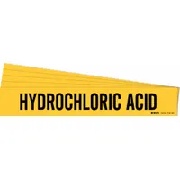 Pipe Marker: Hydrochloric Acid, Yellow, Black, Fits 8 in and Larger Pipe O.D., 1 Pipe Markers, 5 PK (MPN 7156-1HV-PK)