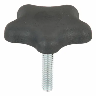 INNOVATIVE COMPONENTS Hand Knob: 5 Point, Plastic w/ Steel Thread, 5/16"-18 Thread - 5-Arm Knobs with Threaded Stud