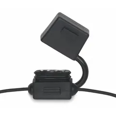 Single-pole, non-rejection block style fuse holder with wire leads. Rated 32 V DC, accepts ATC series fuses. Used for in-line circuit protection in automotive and low-voltage DC applications.