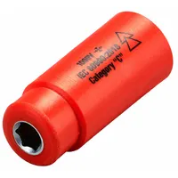 ITL Insulated Socket: 1/4 in Drive Size, 7 mm/9/32 in Socket Size, 1 5/8 in Overall Lg, 6-Point, Std (MPN 07206)