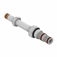 Screw-in, two-position, three-way solenoid cartridge valve with C08-3 cavity size. Steel construction with polyurethane seal. Used for directional control in hydraulic systems, such as flow switching or pressure relief in industrial machinery and mobile equipment.