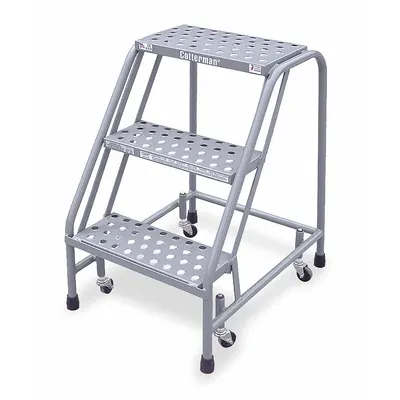 COTTERMAN Step Stool: 2.5 ft Overall Ht, 450 lb Load Cap, 3 Steps, Steel - Rolling Step Stools
