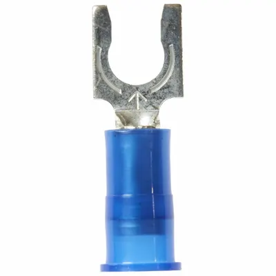 3M Fork Terminals: Blue, Nylon, #10 Stud Size, 16 AWG – 14 AWG Wire Range - Insulated Fork Terminals
