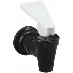 This OASIS dispensing spout is a plastic replacement component in black, featuring a 3/8 in NPT inlet connection. It is intended for use with Oasis Artesian Bottle Coolers to deliver water from the cooler's reservoir. Commonly employed in commercial or office hydration stations, it serves as a direct-fit part for maintaining water flow.