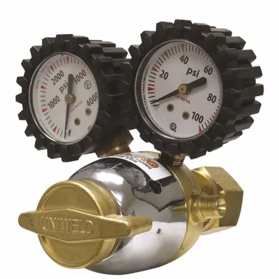 UNIWELD Light/Medium Duty Oxygene Regulator A-Conn/CGA540: Single Stage, CGA 540 Inlet - Air & Inert Gas Regulators